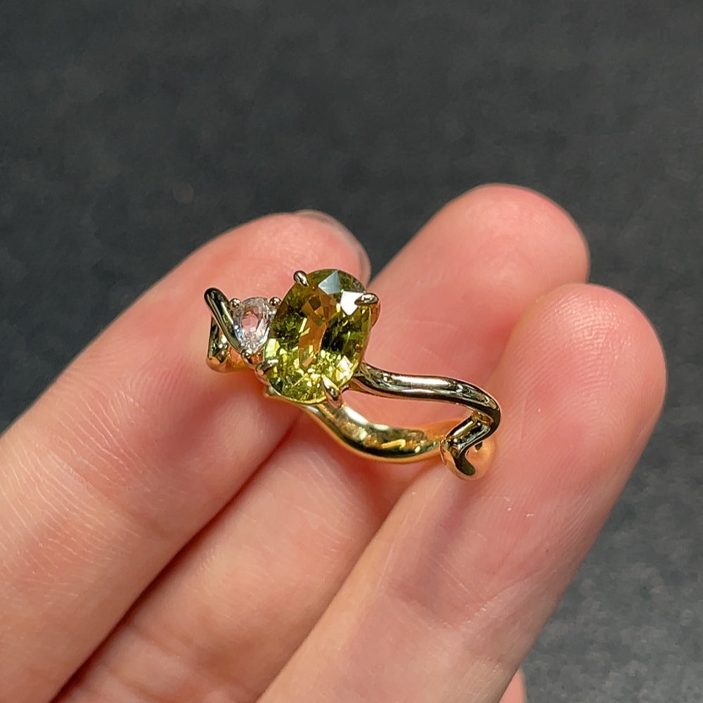Emerald Ring with Non-Natural Accent Stones, Adjustable, . | Huiliu Certified