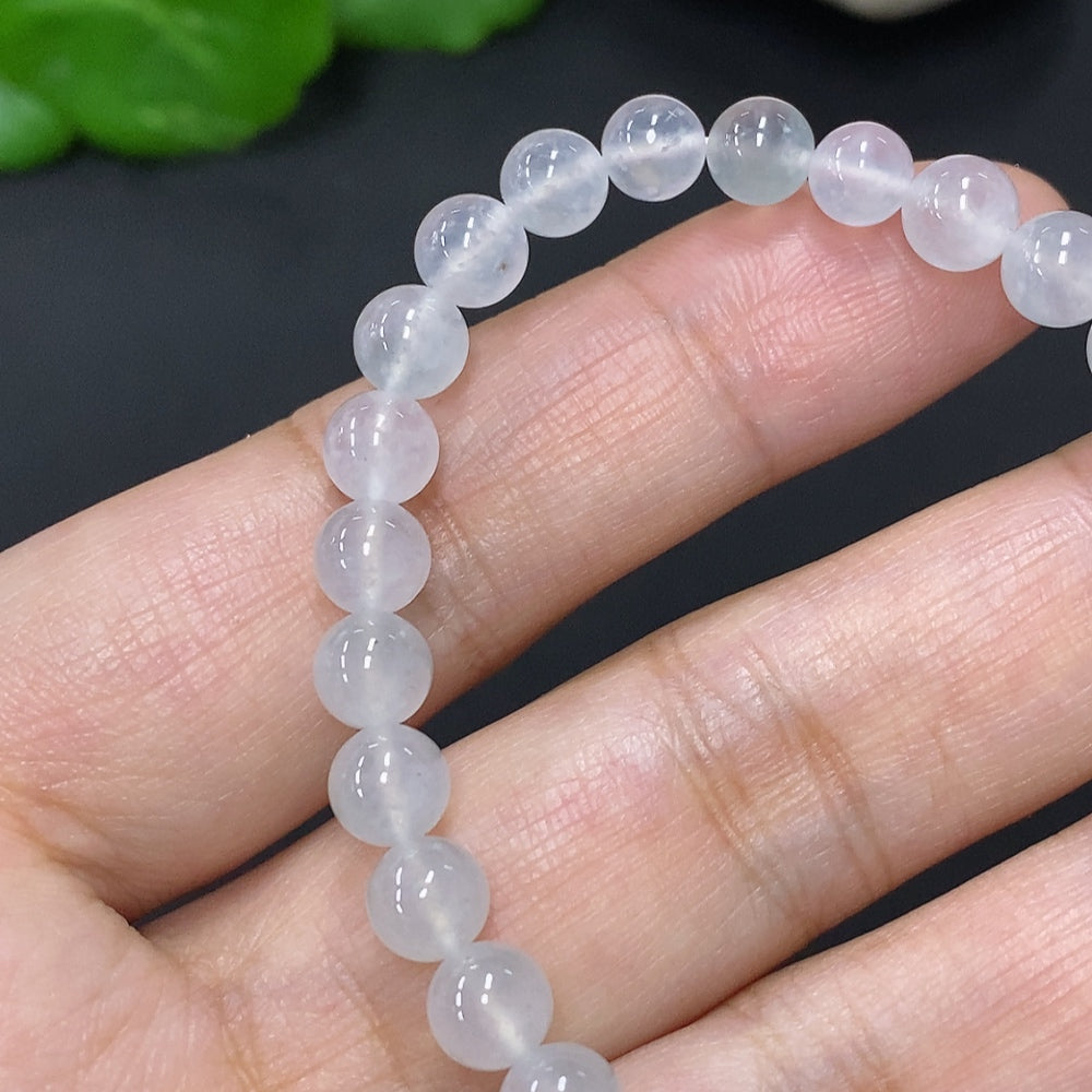 HUILIU HQ jadeite bead necklace with 5.8mm jade beads, total weight 11.3g, showcasing smooth, polished green jade beads.