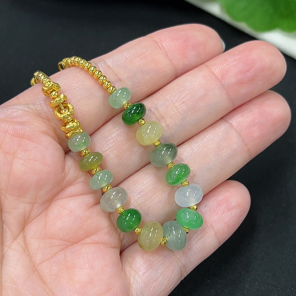 Jadeite Bracelet with Tested 99% Gold Setting
