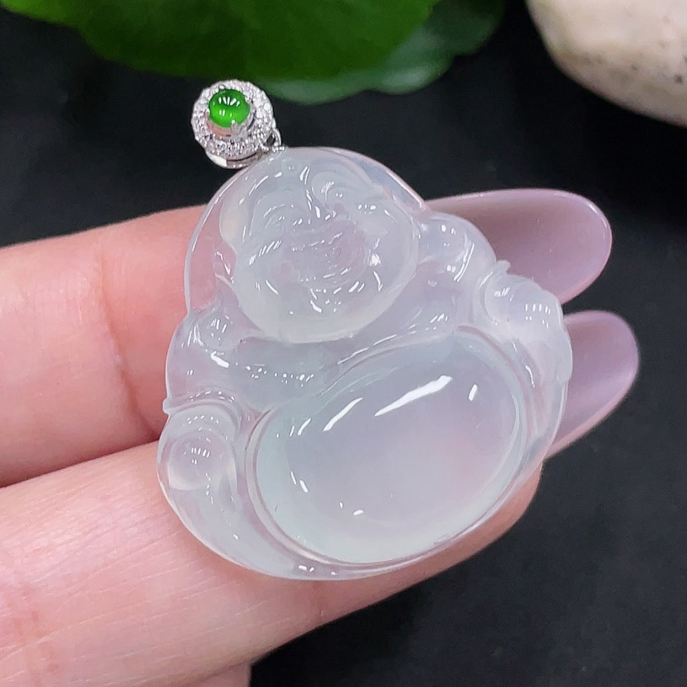 Jadeite Buddha Pendant in, . (With Diamond Accents) | Huiliu Certified