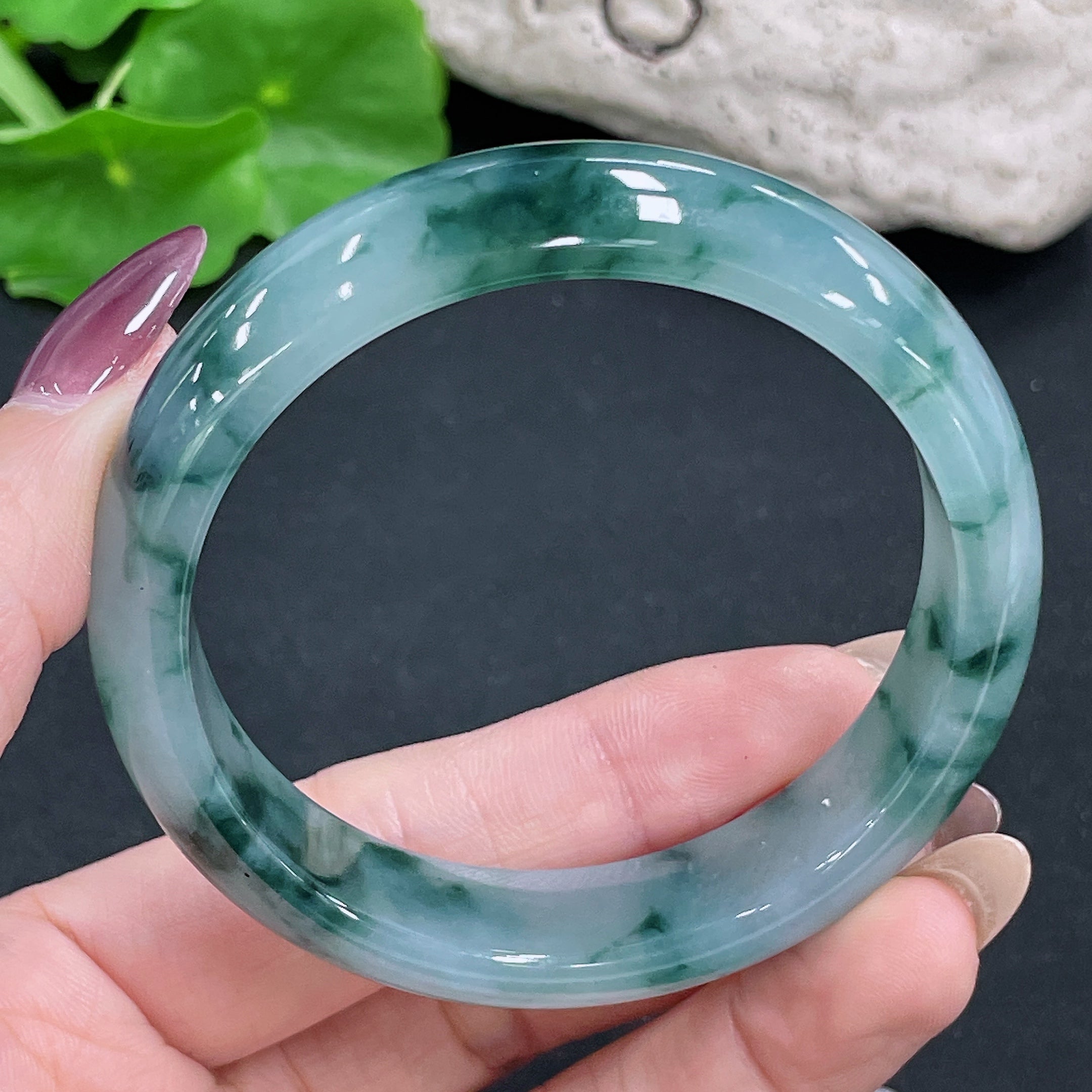 Jadeite Round Bracelet, Total Weight Approx. 51.95g, Size 55.7