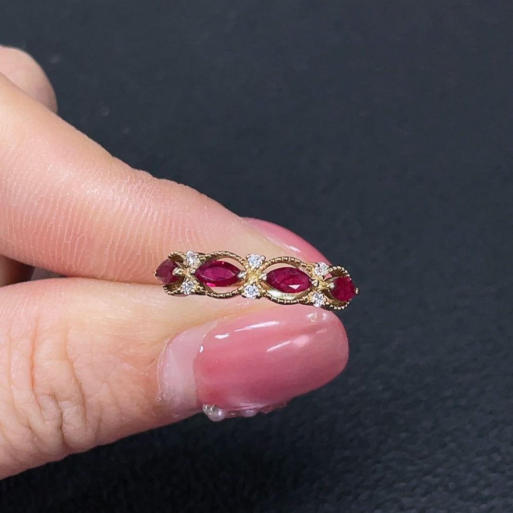 Ruby Ring (Non-Diamond, 35% Au, Approx. 1.58g, Size 12, Filled)