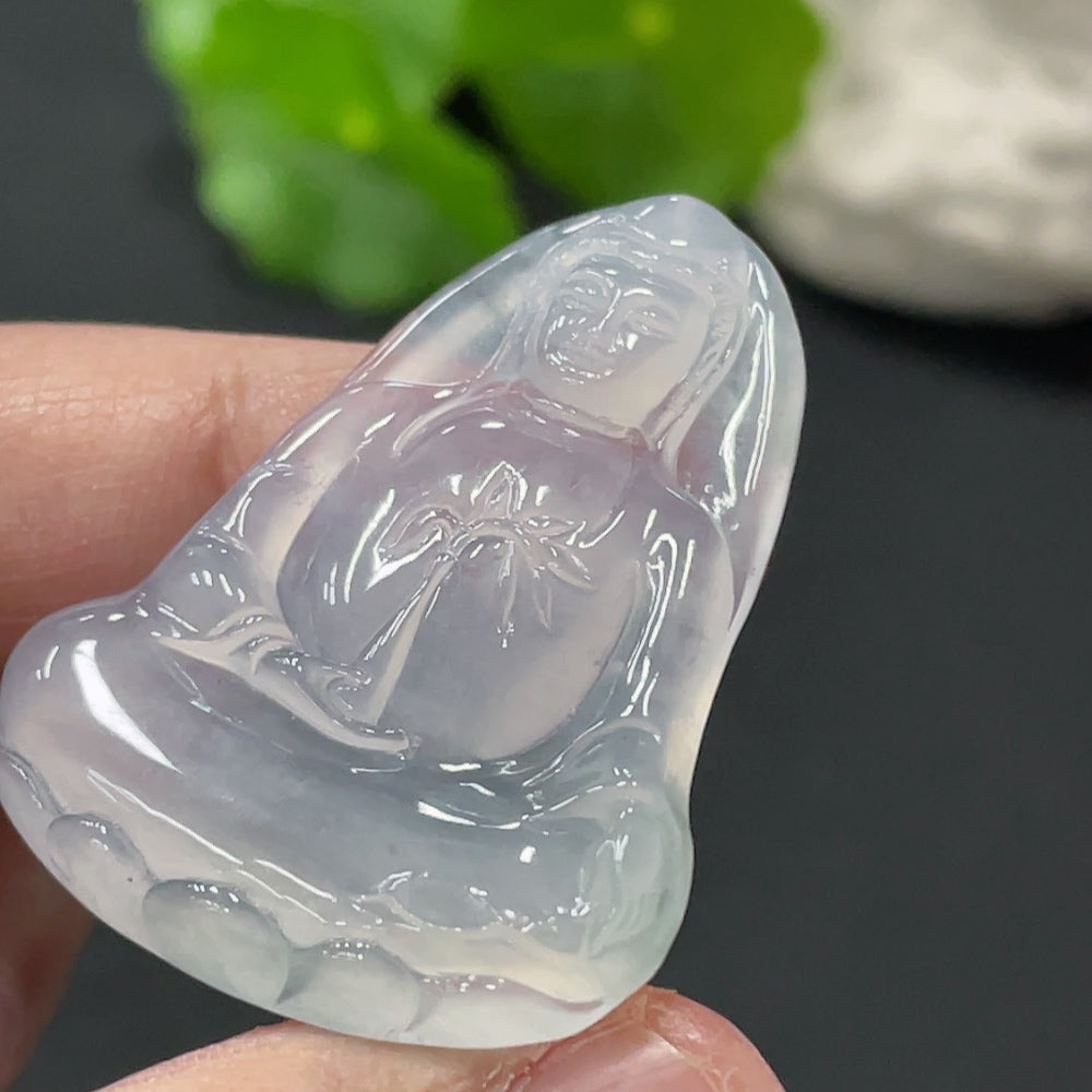 Jadeite Guanyin Pendant . | Huiliu Certified