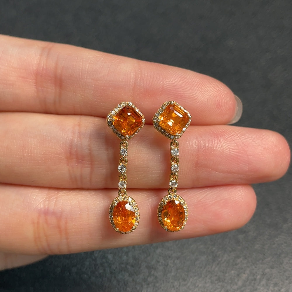 Garnet Earrings with 73% Content and Diamond Accents, Approximately | Huiliu Certified