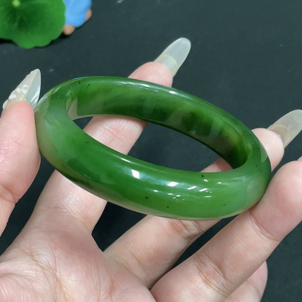 Hetian Jade Round Bracelet, 57.4 inner diameter, total weight approx. 60.7g