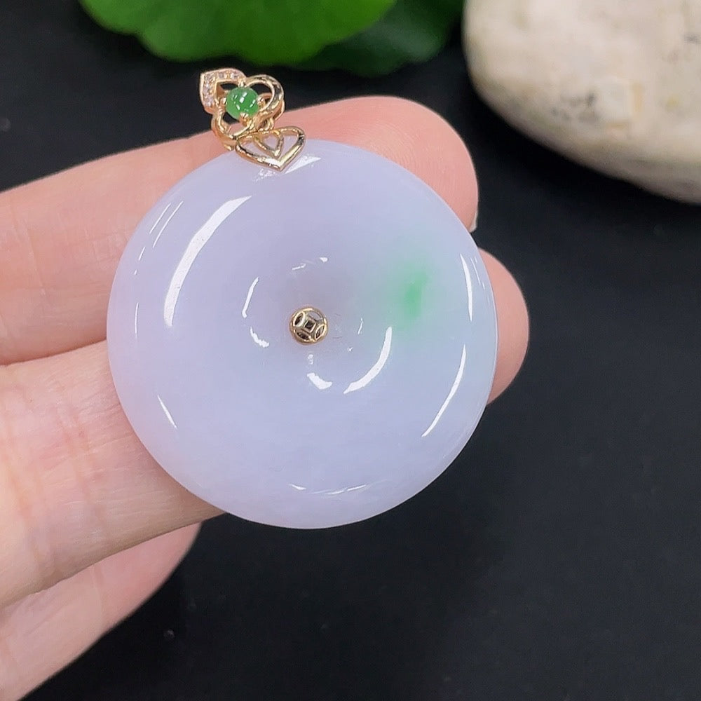 Jadeite Safety Buckle Pendant 18K Gold Total Weight Approx. 10.6g (Non-Diamond)