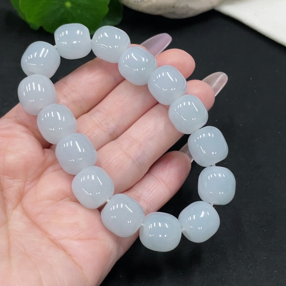 Jadeite Bracelet . 12.8mm Beads About | Huiliu Certified