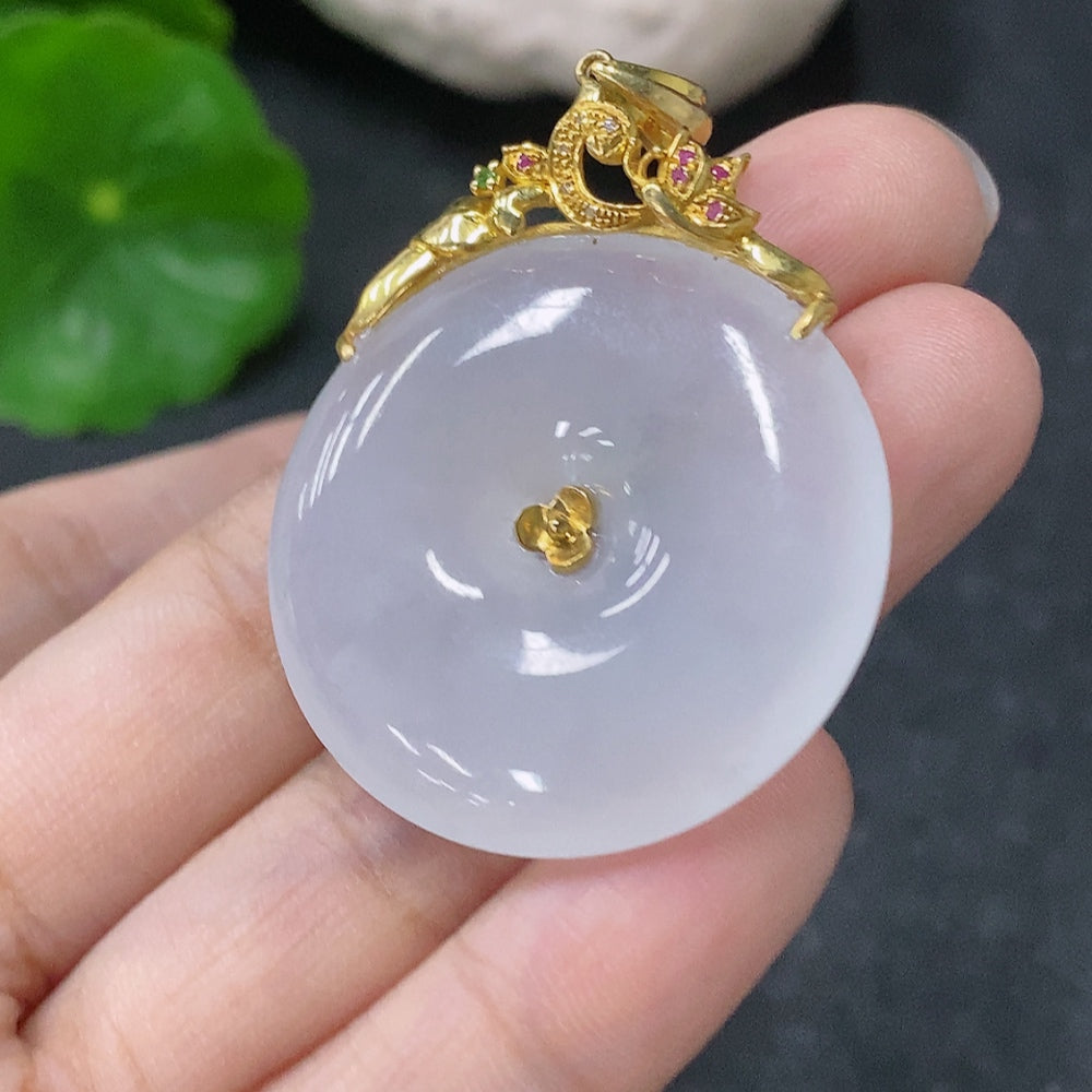 Jadeite Pendant Peace Knot with Diamond Accent, Colorless, . | Huiliu Certified