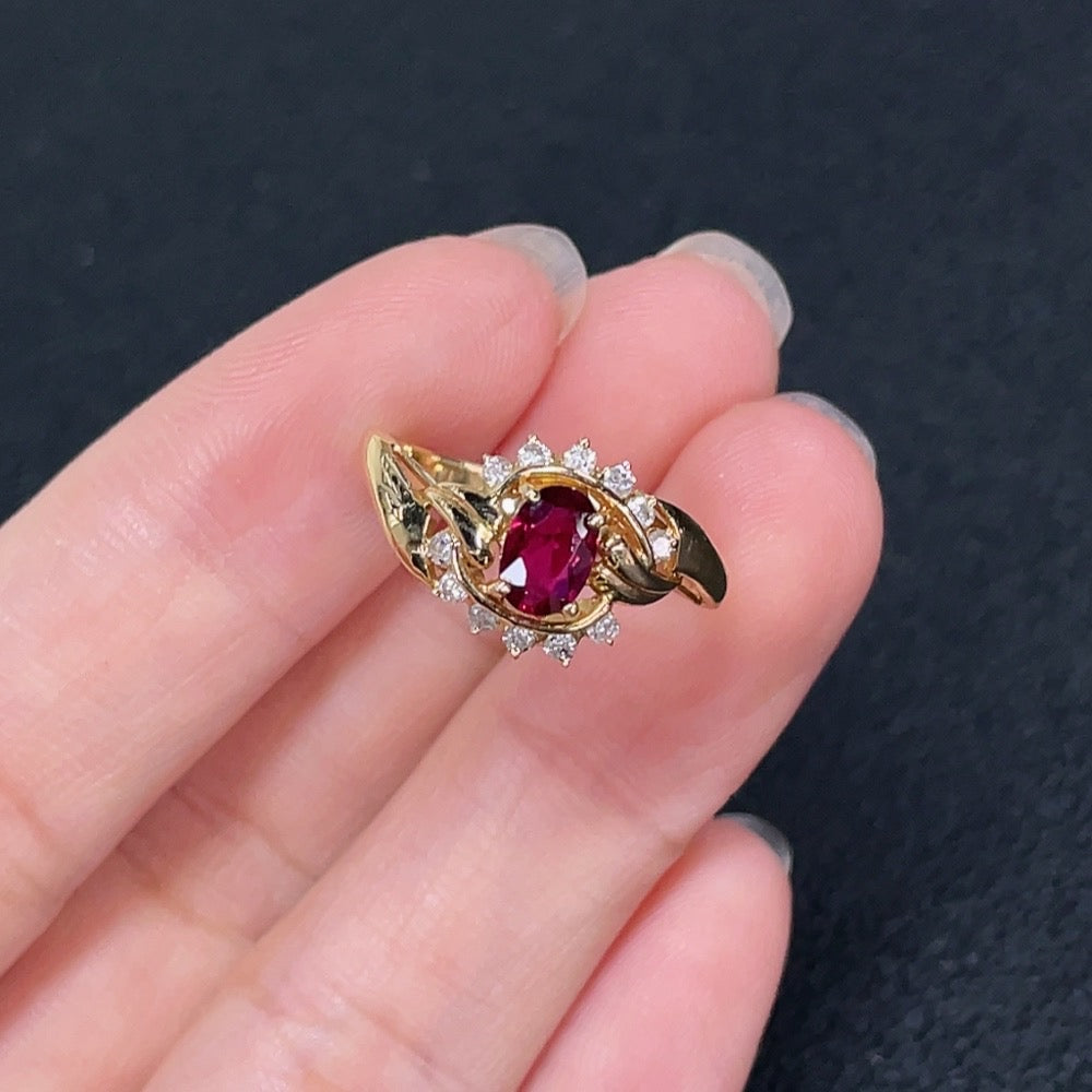Ruby Ring with Diamond Accents, 14k Gold