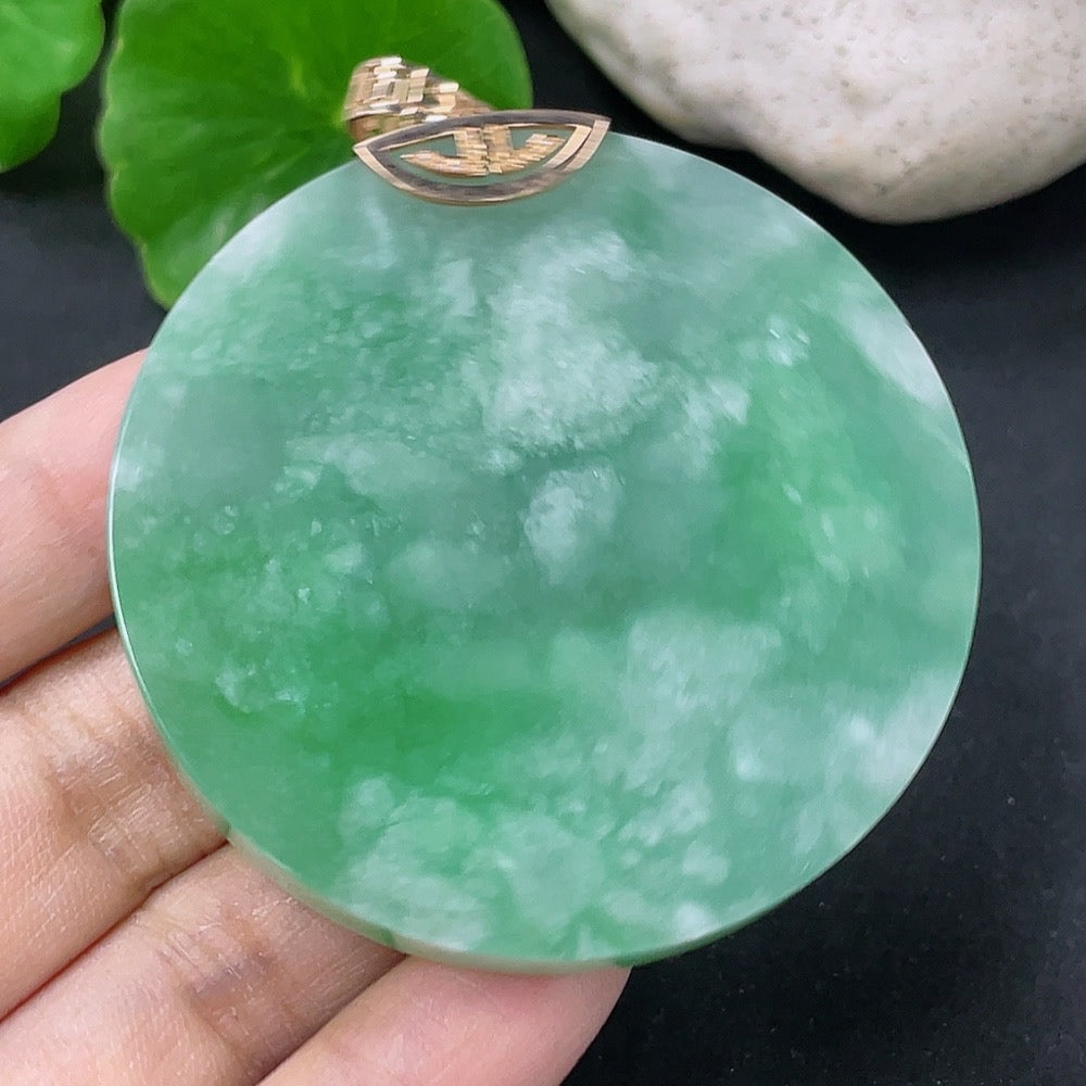 Jadeite Plain Pendant with 18K Diamond Accents