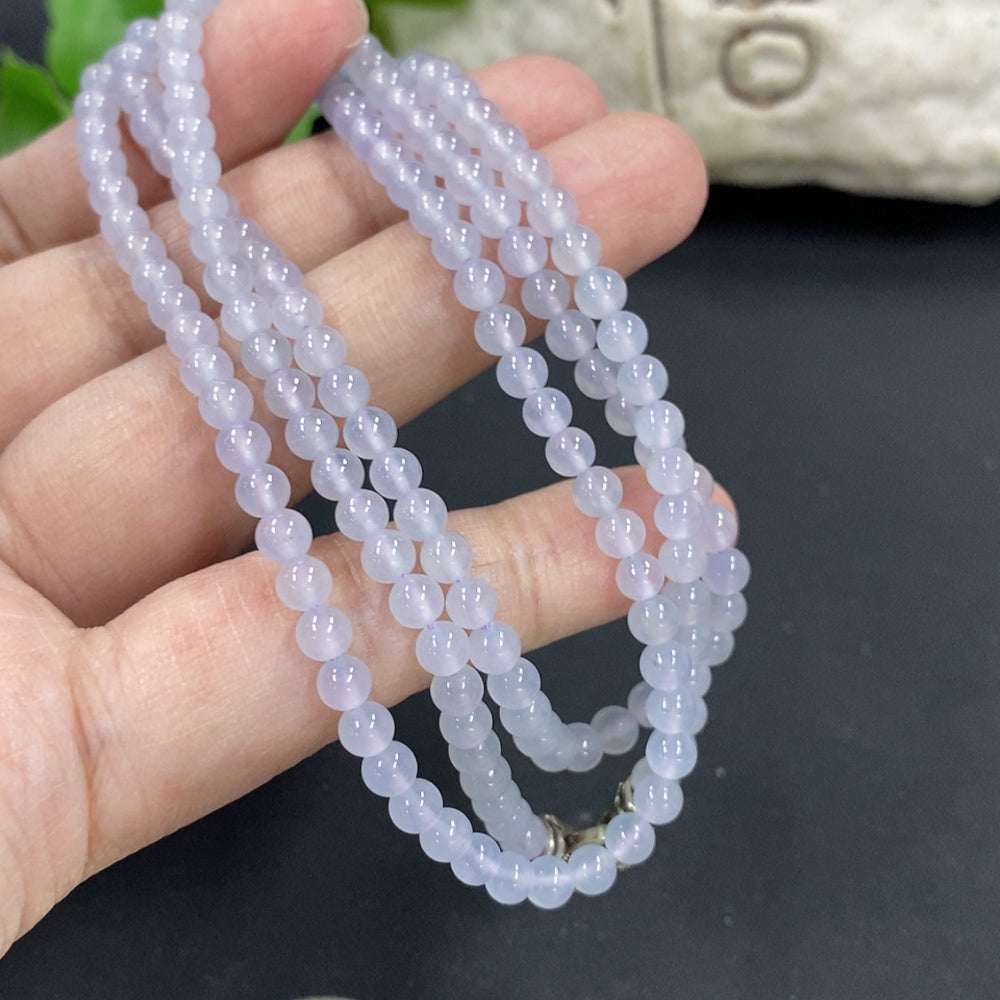 Jadeite Bead Necklace Approx. 4mm Non-Gold