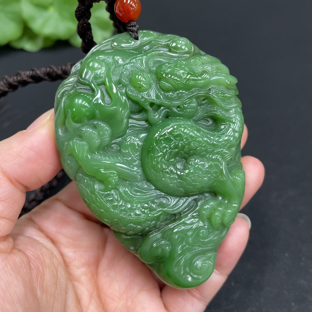 Hetian Jade Hand Bi Jade Carving Dragon | Huiliu Certified