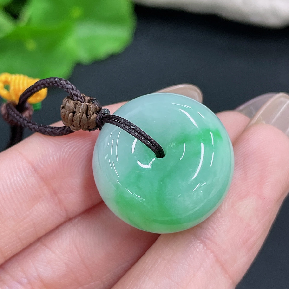 Jadeite Pendant Peace Knot with Cord