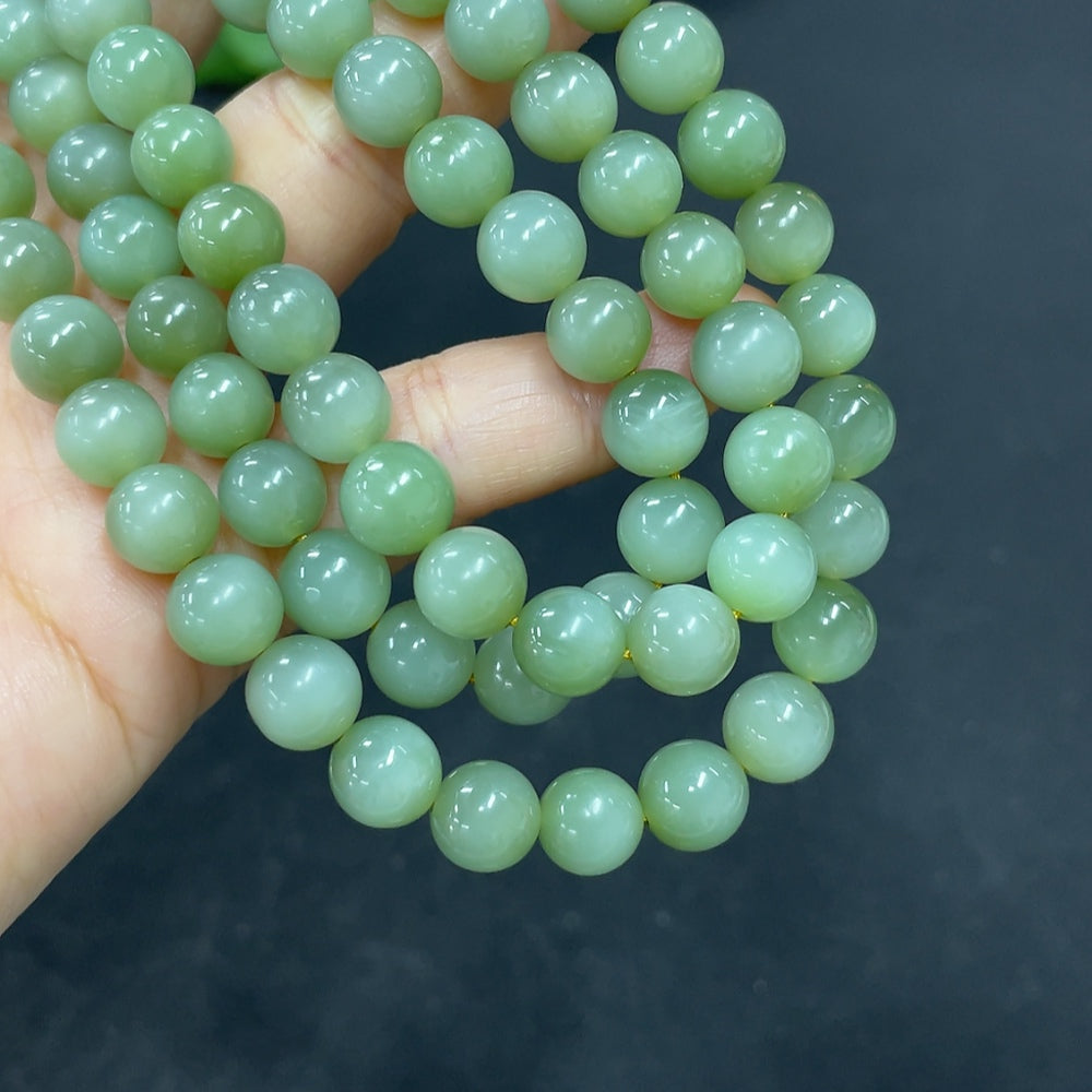 Hetian Jade Jasper Bead Necklace, approx. 7.8mm, total weight approx. 86.6g