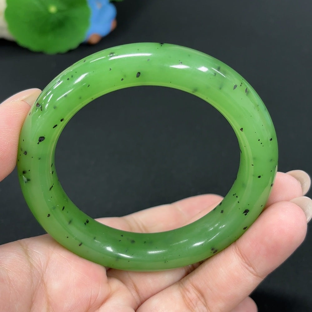 Hetian Jade Green Jade Round Bracelet