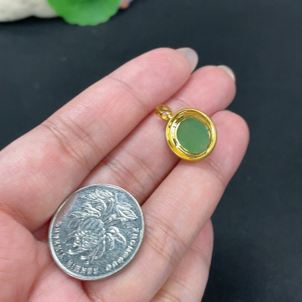 Hetian Jade Inlaid Pendant Total Weight Approx.1.5g 18k