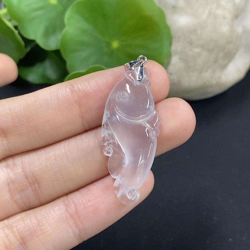 Jadeite Fish Pendant Without Stamp, Content 69%, . | Huiliu Certified