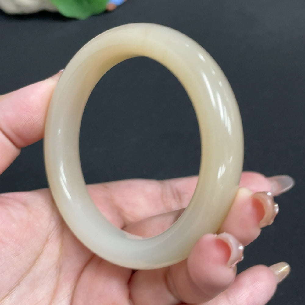 Hetian Jade Round Bracelet Size 56 Total Weight Approx. 59.4g Digital Collection Certificate