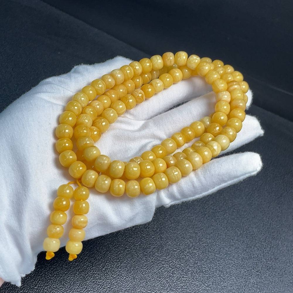 Amber Beeswax Bead Necklace by HUILIU HQ, featuring 8.8mm amber beads, total weight 45.64g, natural and handcrafted design.