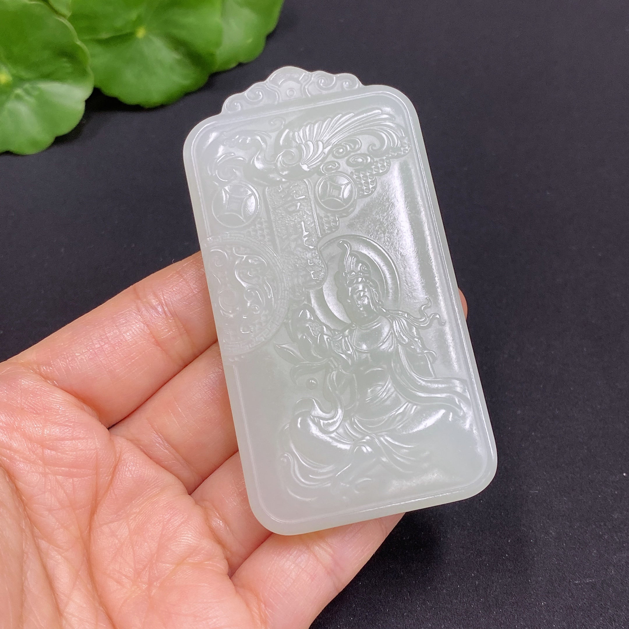 Hetian Jade Pendant Guanyin About | Huiliu Certified