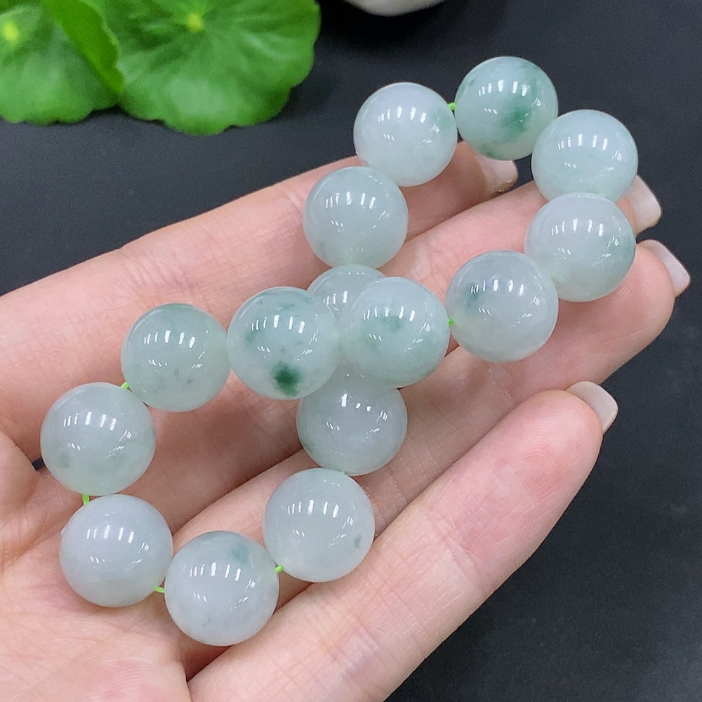 Jadeite Bead Necklace Approx. 12.4mm Total Weight 49.9g