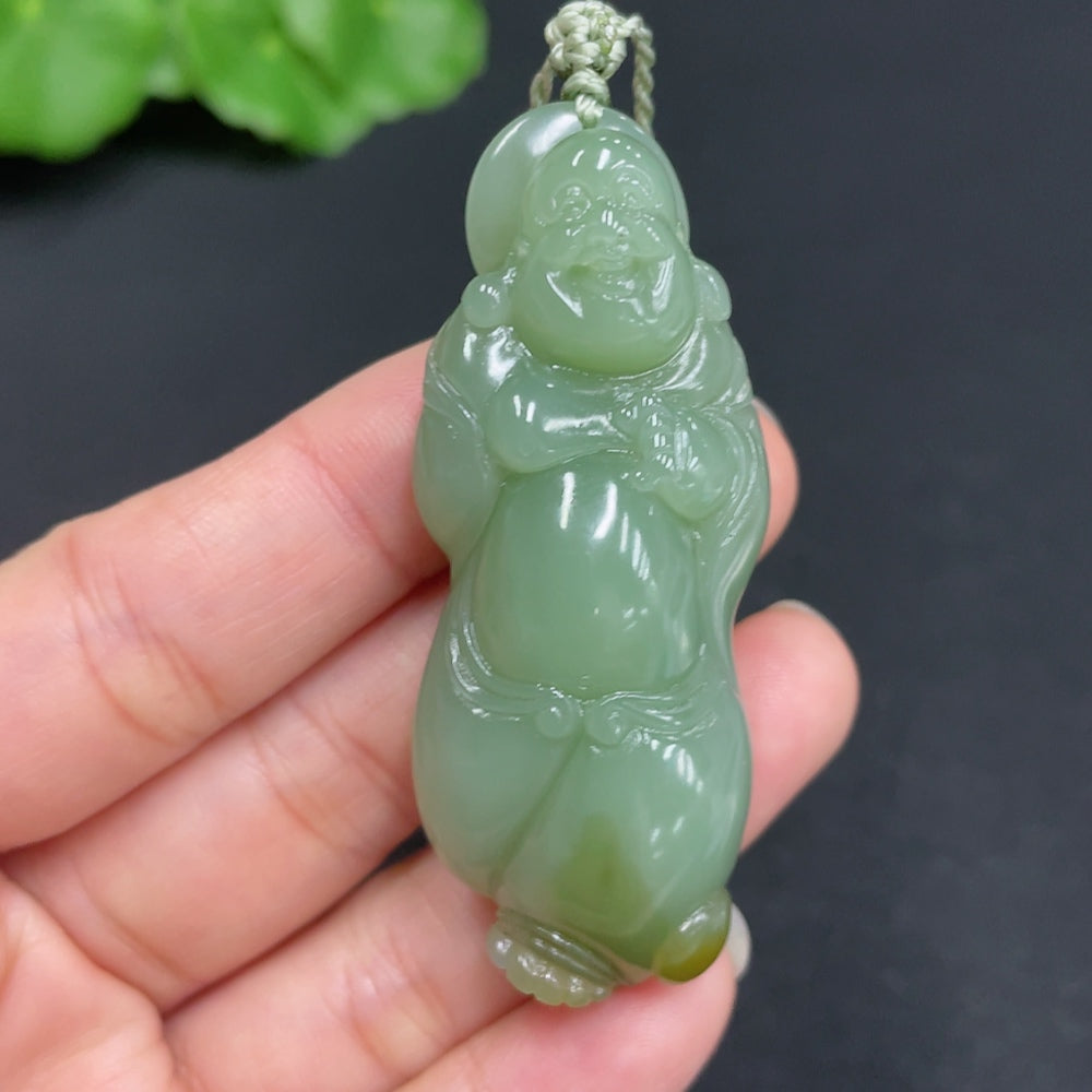 Hetian Jade Jasper Pendant - Buddha, (including rope) ., with non-Hetian Jade beads | Huiliu Certified