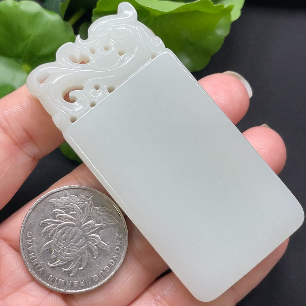 Hetian jade plain pendant necklace by HKHQ, featuring a smooth, polished jade pendant with a total weight of approximately 62.56g.