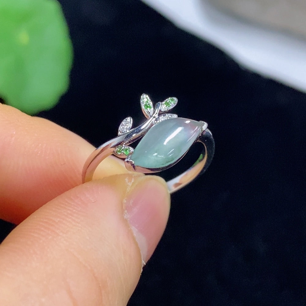Jadeite inlaid ring by HUILIU HQ featuring 18k gold setting and jade gemstone, size 12, weight approximately 2.13g