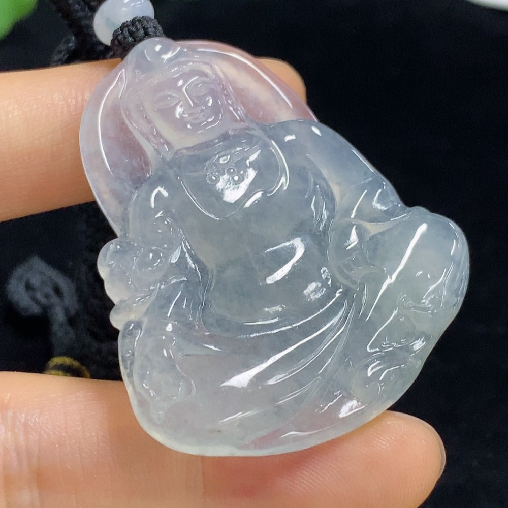 Jadeite Guanyin Pendant . (Including Rope Weight) | Huiliu Certified