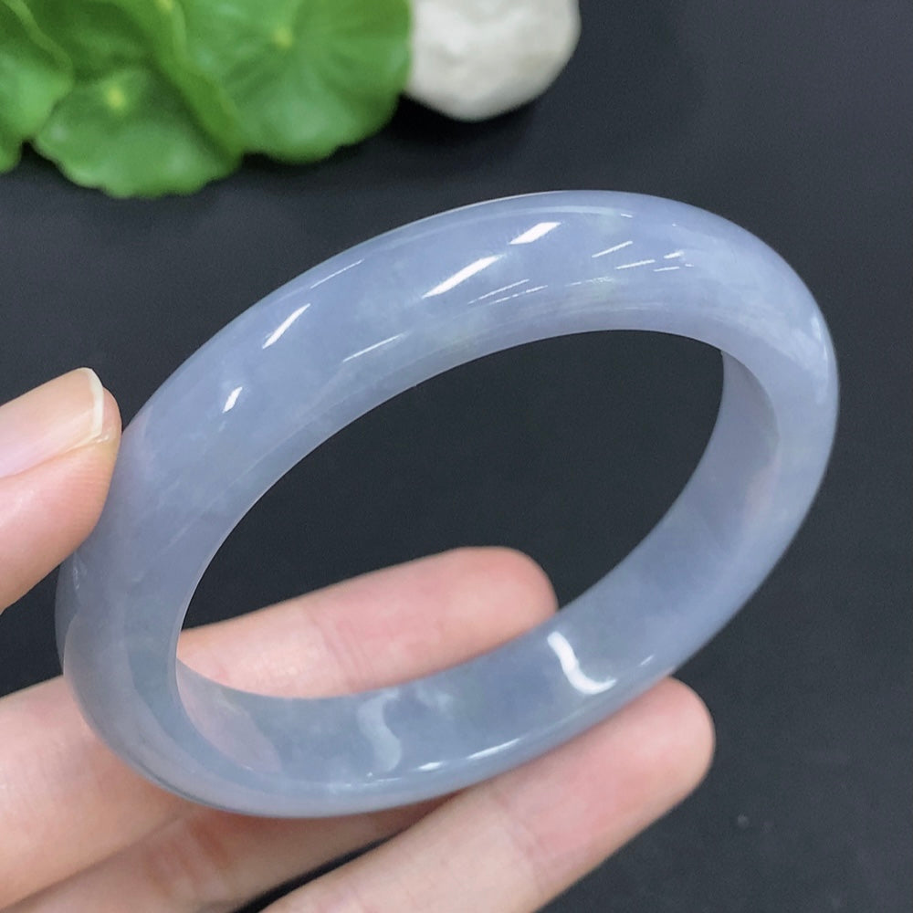 Jadeite round bracelet with 55.2g weight and size 57, featuring smooth jadeite beads, handcrafted by HKHQ.