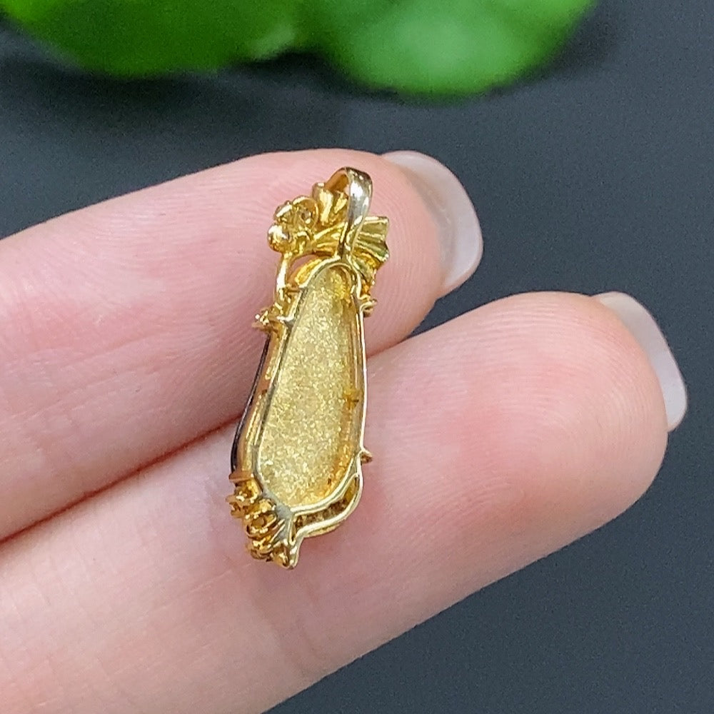 Jadeite Blessing Bean Pendant (35% Gold Content, Total Weight 1g)
