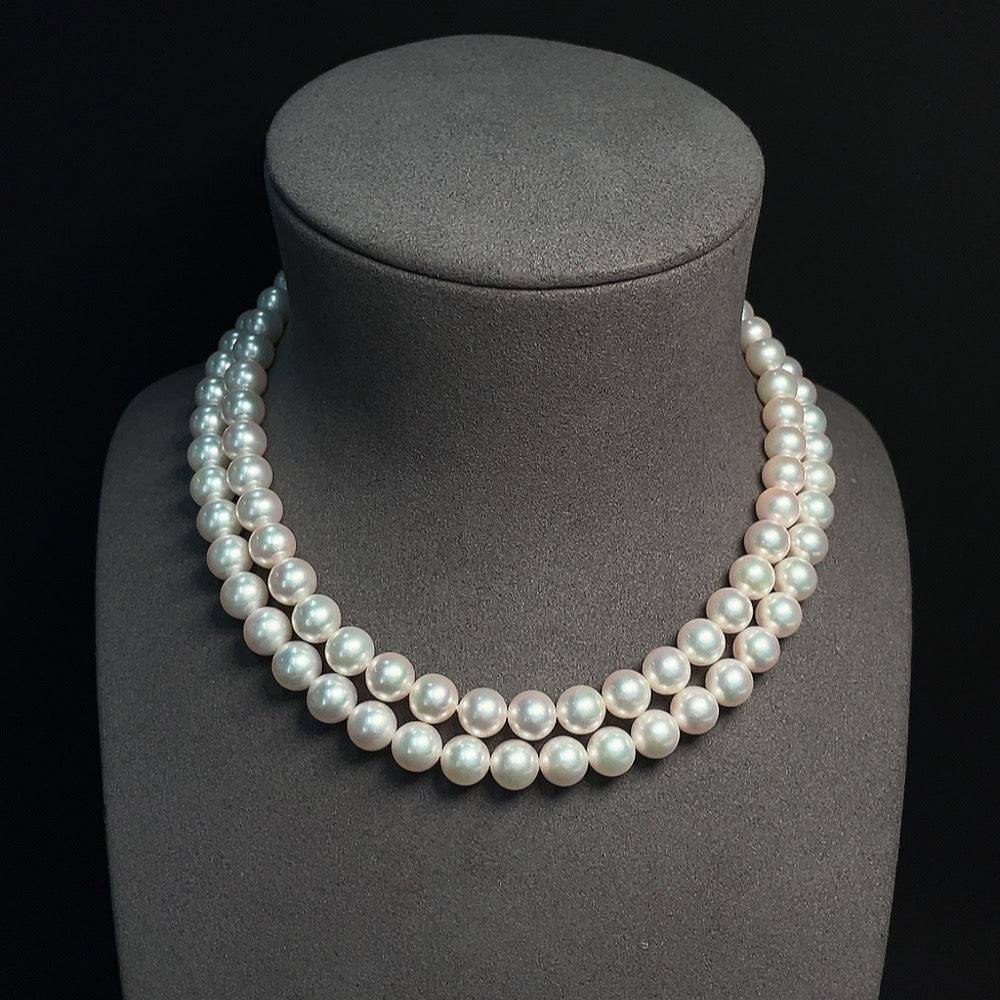 HUILIU HQ seawater pearl strand with 8.5mm pearls, tested 9K gold clasp, weighing about 89.46g, natural pearl jewelry.
