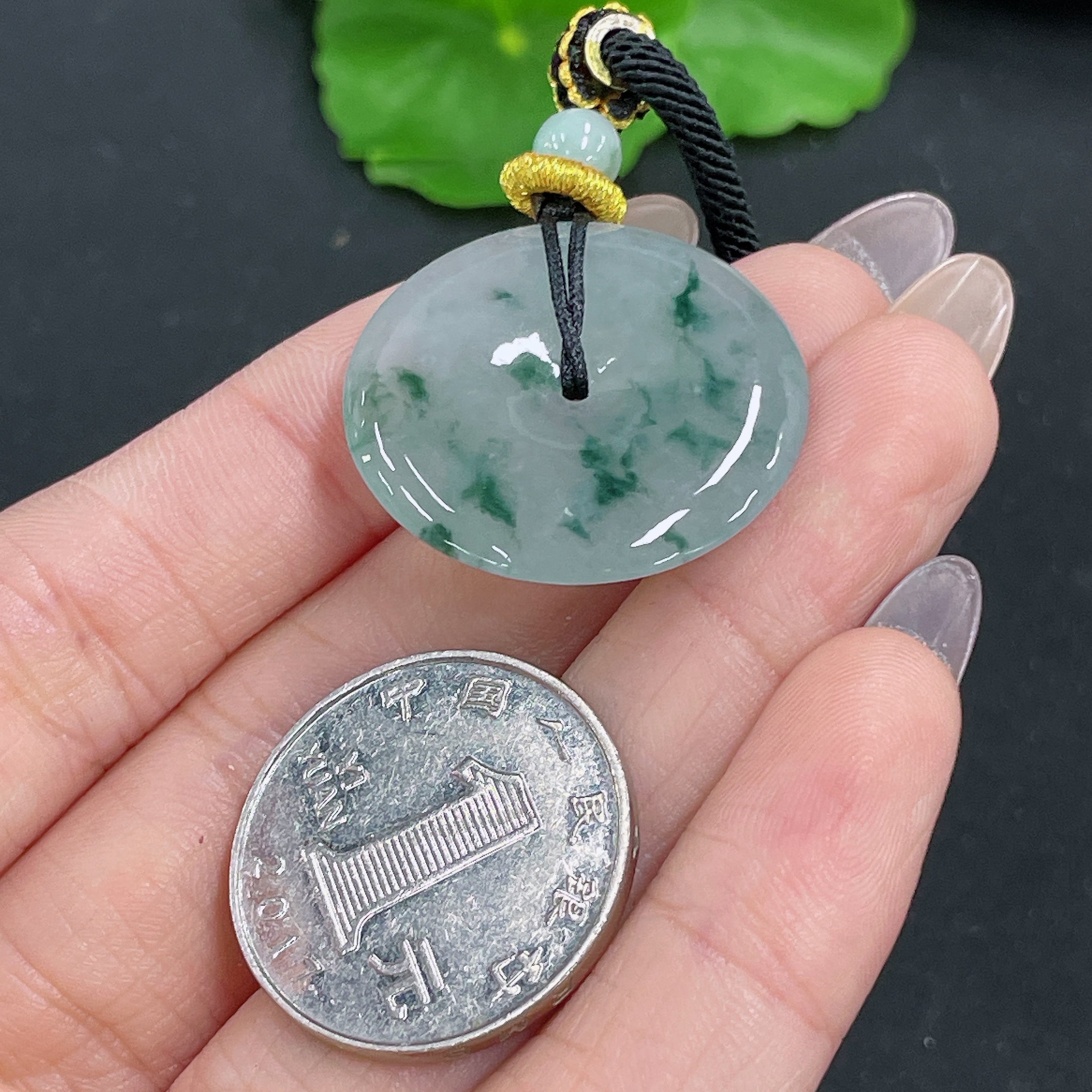 Jadeite Pendant Peace Knot with Cord Total Weight Approx. 11.92g
