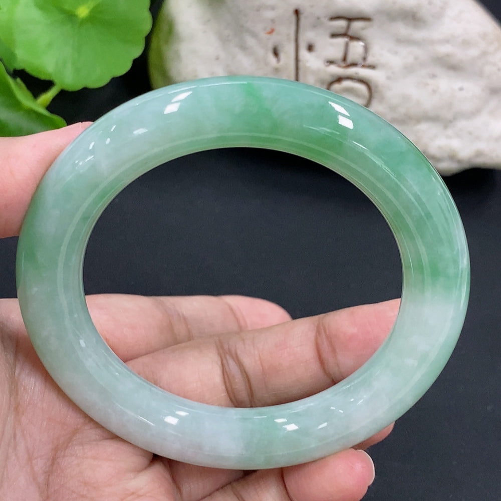 Jadeite Round Bangle, Total Weight Approx. 71.66g, Size 56