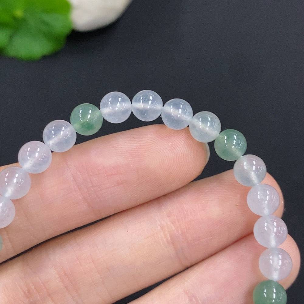 HUILIU HQ jadeite bracelet with 5.9mm beads, total weight approx. 11.4g, showcasing smooth green jade jewelry.