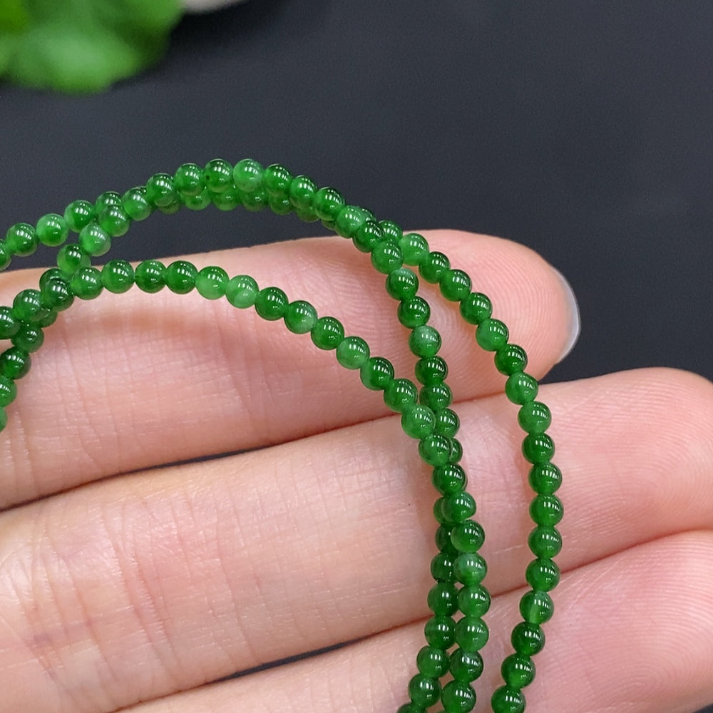 Jadeite Bead Necklace Approx. 2mm Non-Gold Total Weight About 4.7g