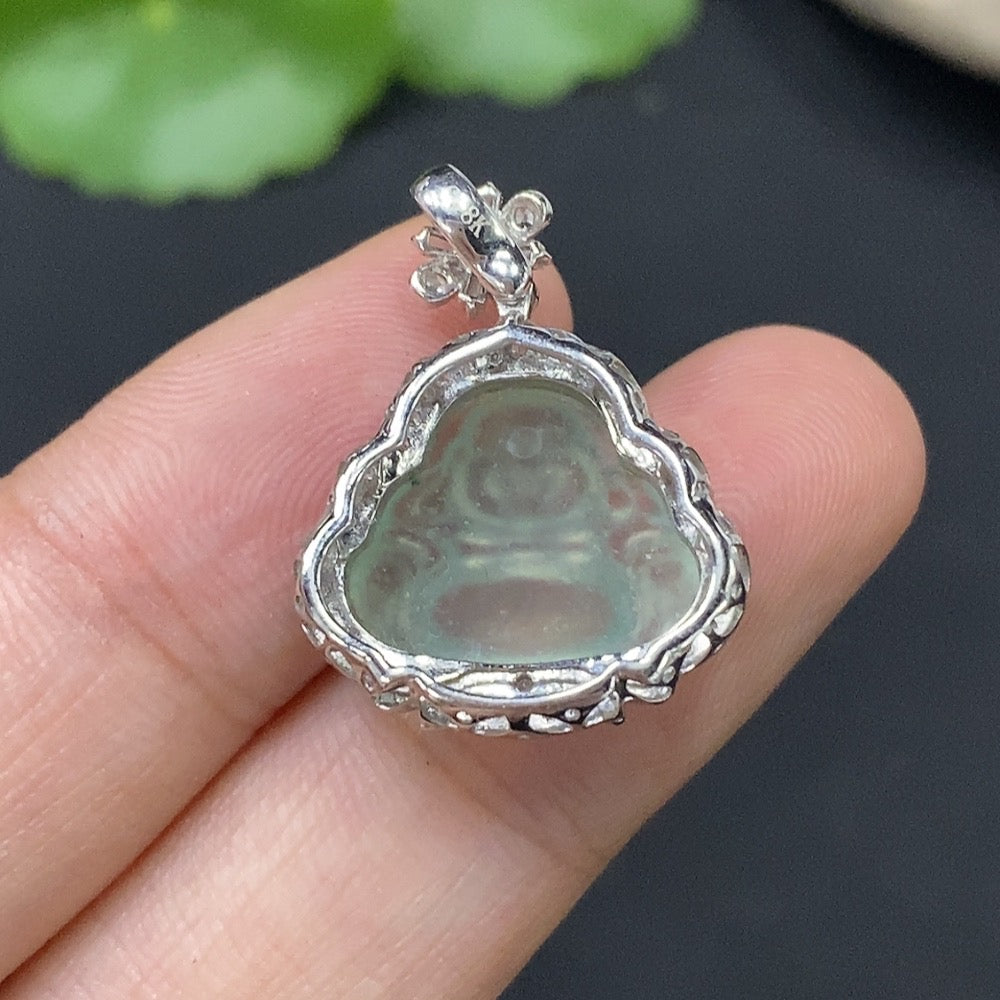 Jadeite Buddha Inlay Piece 18k Gold Inlaid Total Weight Approx. 2.55g