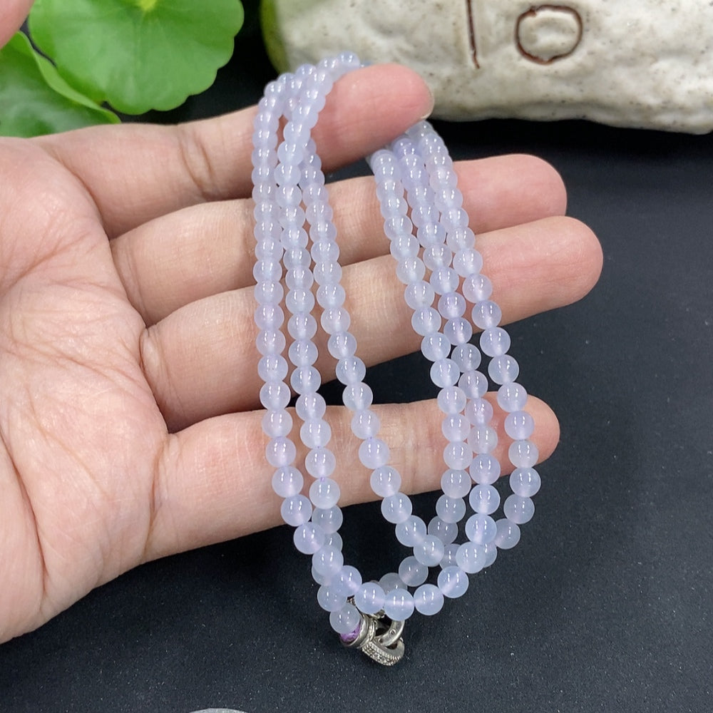Jadeite Bead Necklace Approx. 4mm Non-Gold