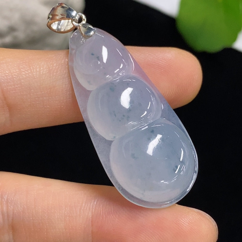 Jadeite Lucky Bean Pendant necklace by HKHQ featuring a smooth green jadeite bead on a simple string.