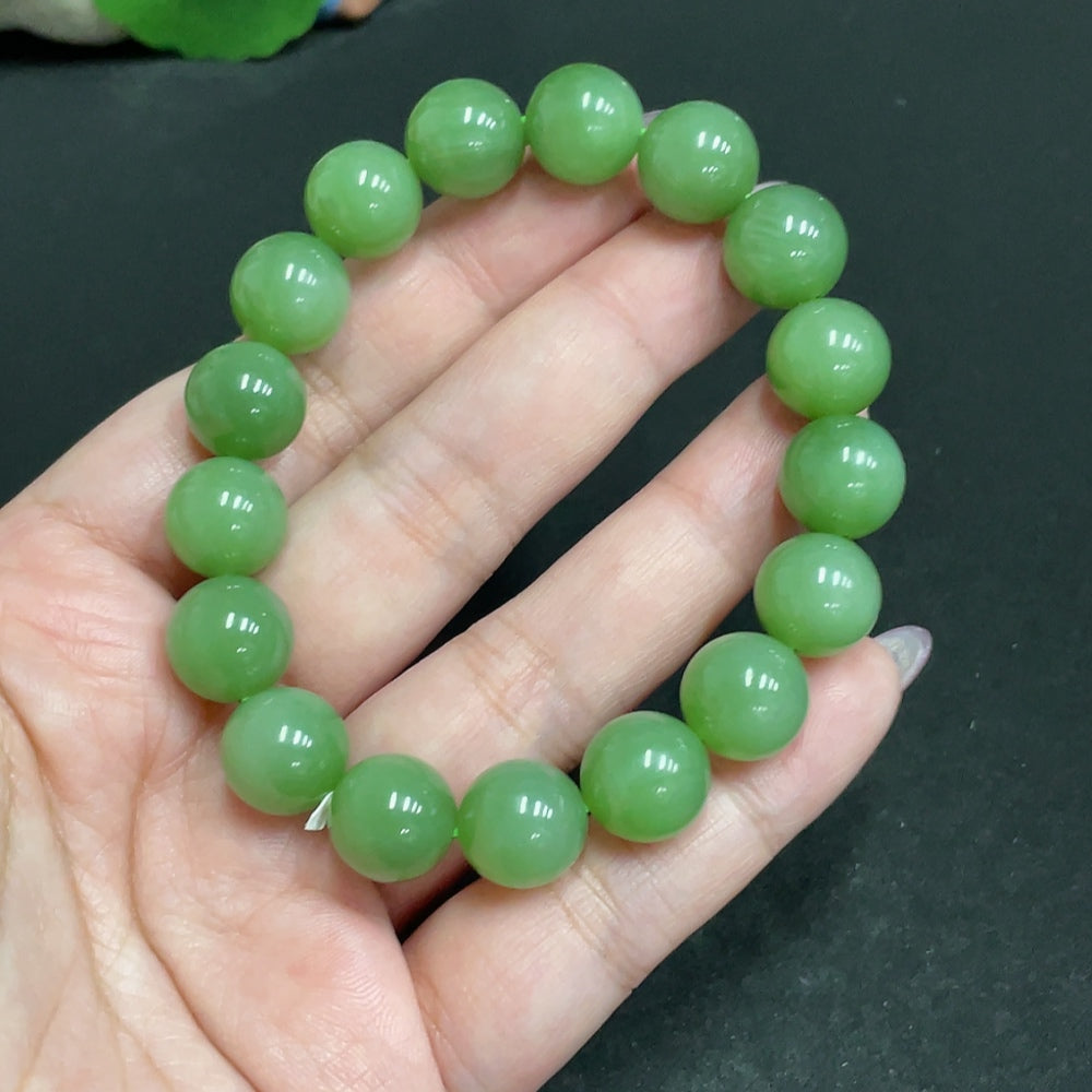 Hetian Jade Bead Bracelet, approx. 11.6mm, total weight about 44.1g