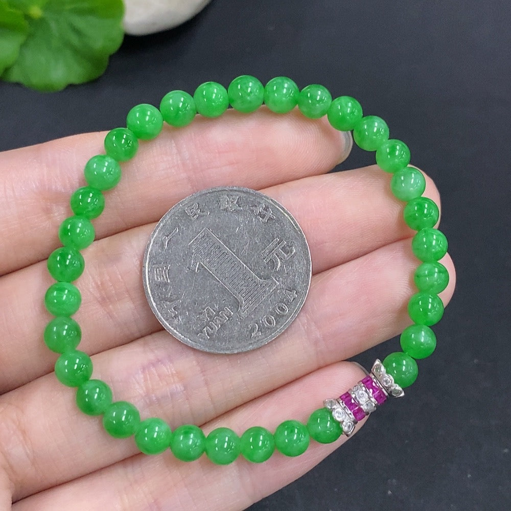 Jadeite Bracelet Non-Gold Total Weight Approx. 8.6g Size 5mm