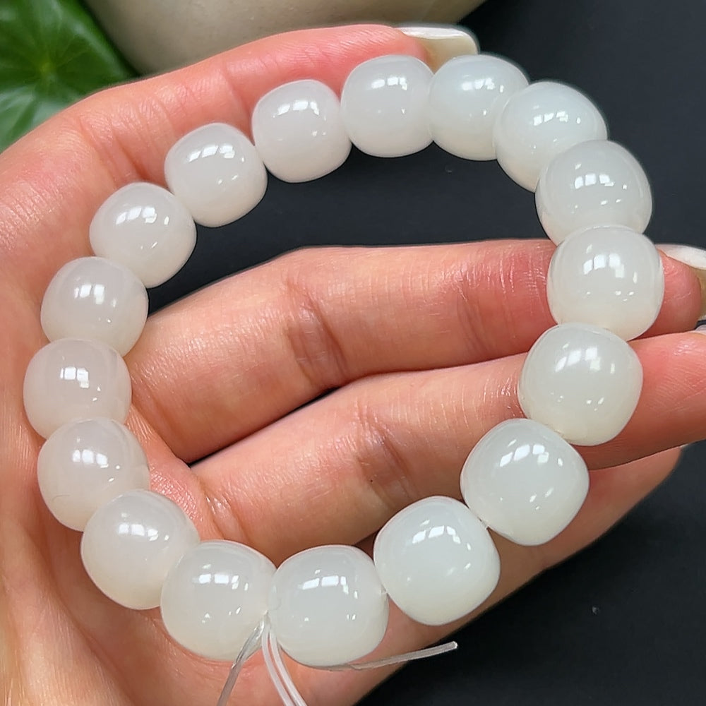 Hetian Jade Bracelet 12mm Approx. 50.16g