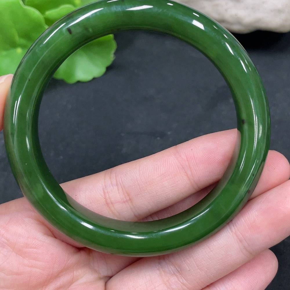 HUILIU HQ Hetian Jade Jasper round bracelet with 54.7cm size and 46.8g weight, featuring smooth polished jade beads.