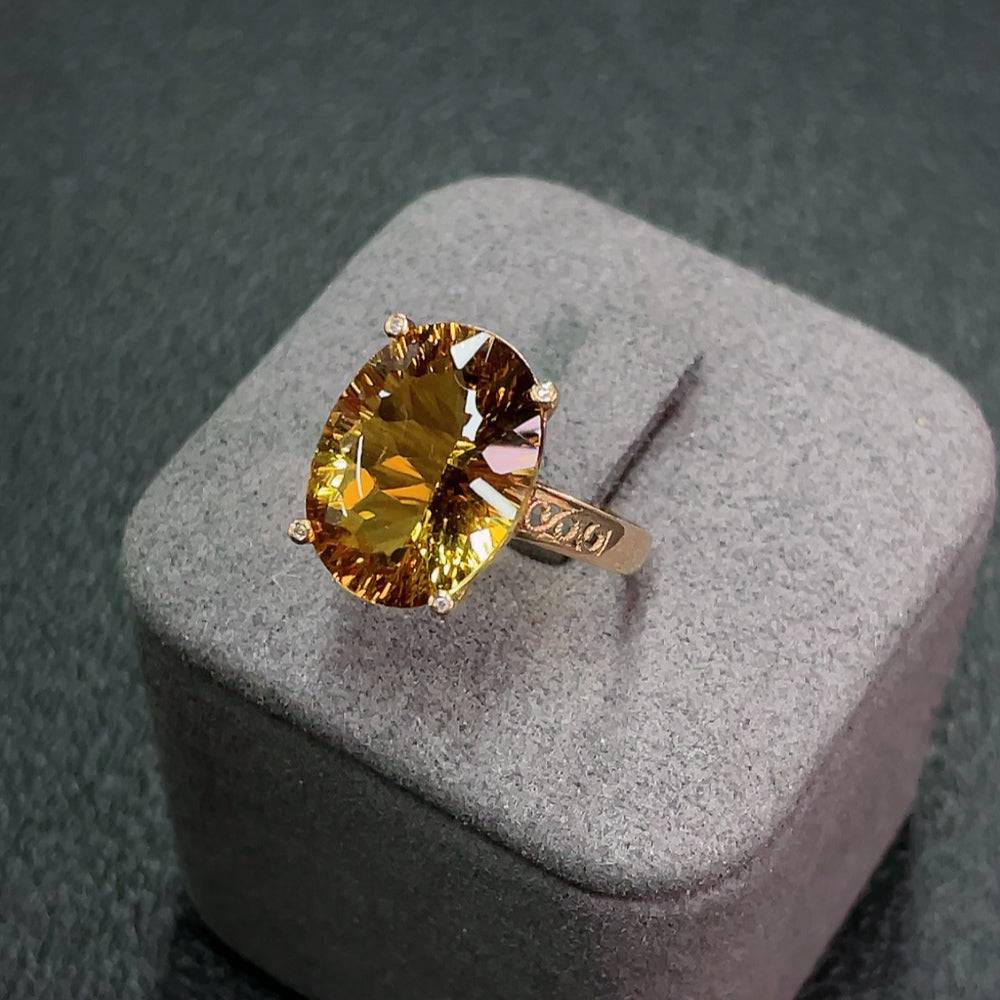 Huiliu certified platinum crystal gemstone ring with matching chain, elegant jewelry set featuring sparkling gemstones and intricate design