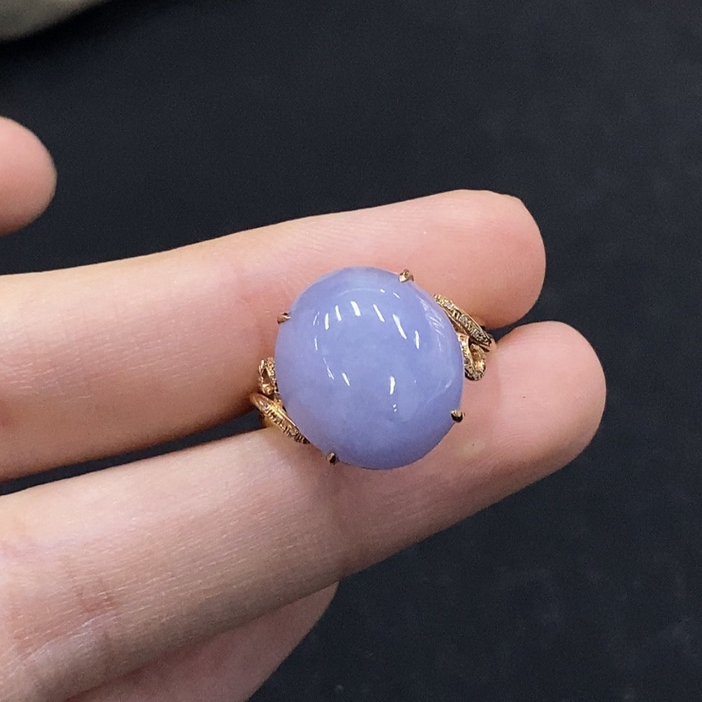 Jadeite Cabochon Ring with and Diamond Accents, . | Huiliu Certified
