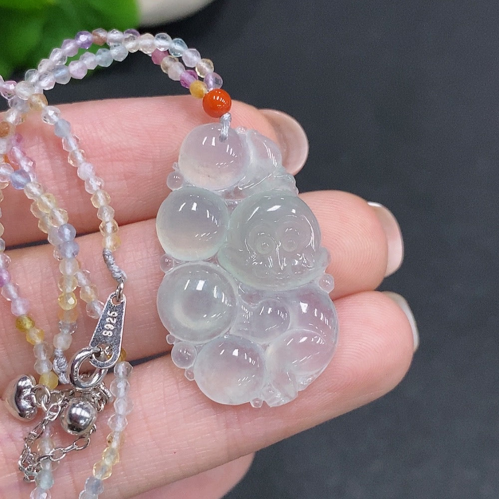 Jadeite Monkey Presenting Longevity Pendant, Non-Jadeite Chain (Non- Inlaid) . (Including Rope) | Huiliu Certified