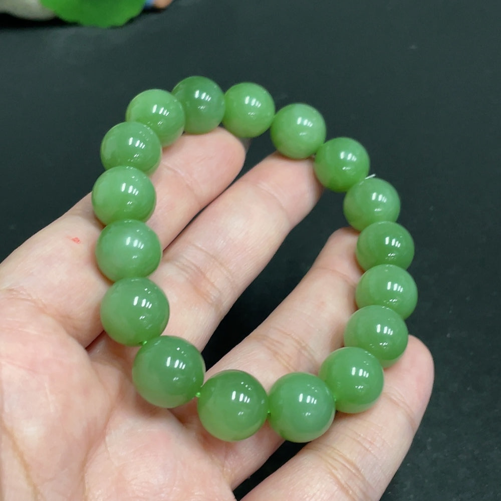 Hetian Jade Bead Bracelet, approx. 11.6mm, total weight about 44.1g