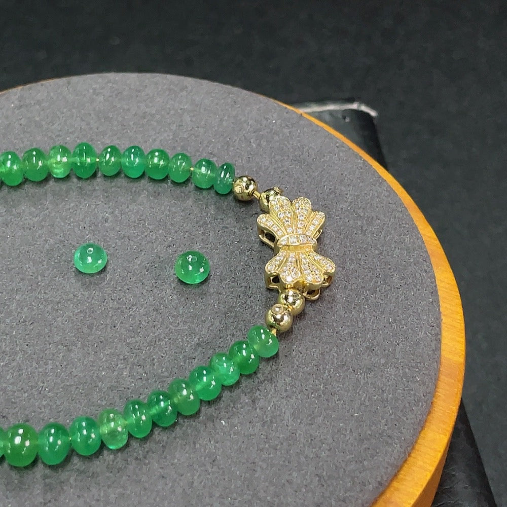 Emerald Bracelet Non-Gold Beads Undetectable String Rest 18k Gold (Excluding Elastic Components) Clarity Enhanced Diamond Accents