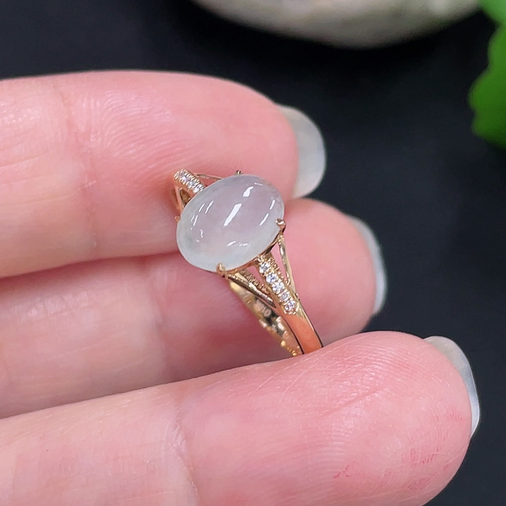 Jadeite Cabochon Ring 18K Gold Size 14 Total Weight Approx.1g (Non-Diamond)
