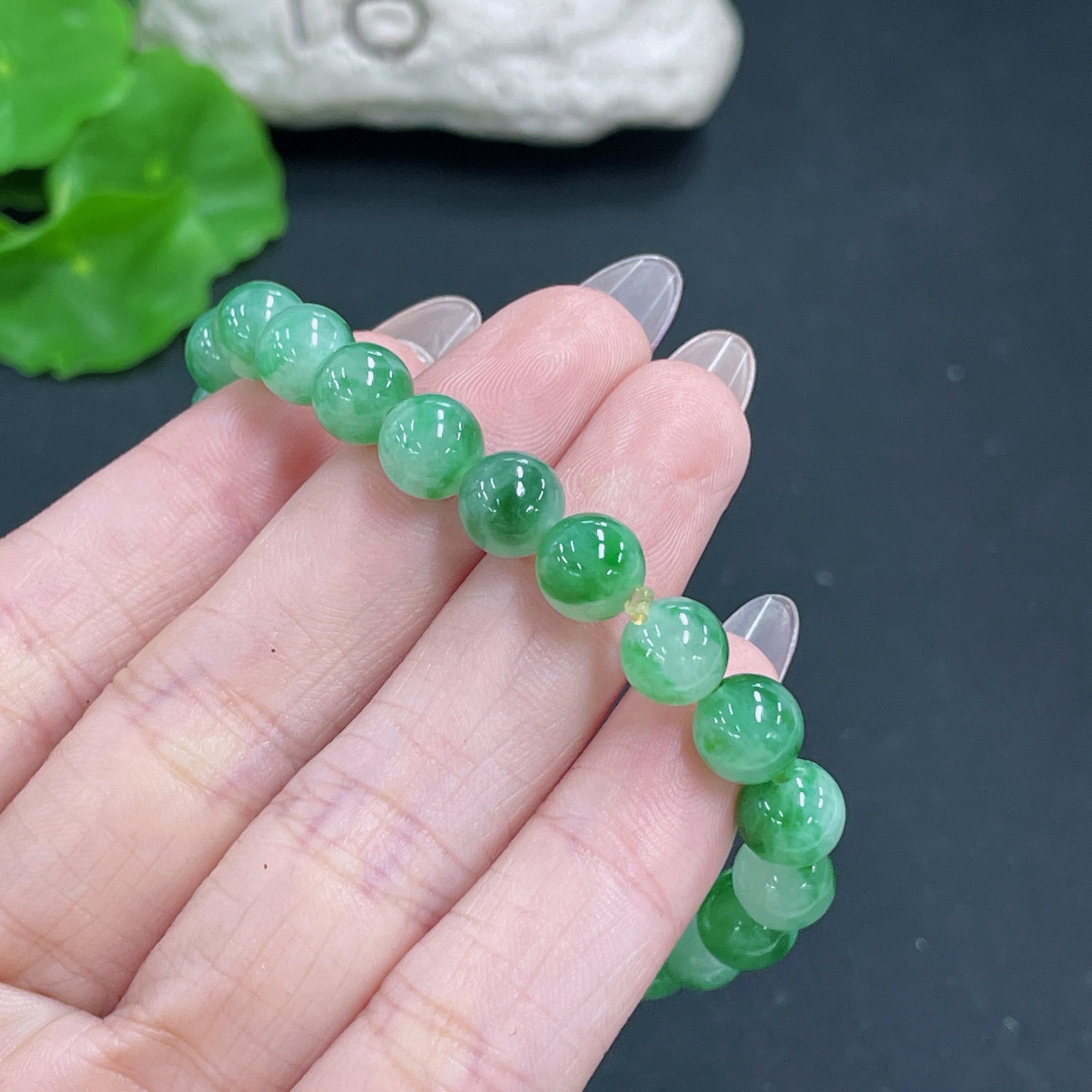 Jadeite Bracelet Approx.7.8mm Total Weight Approx.19.23g With Other Mineral Components